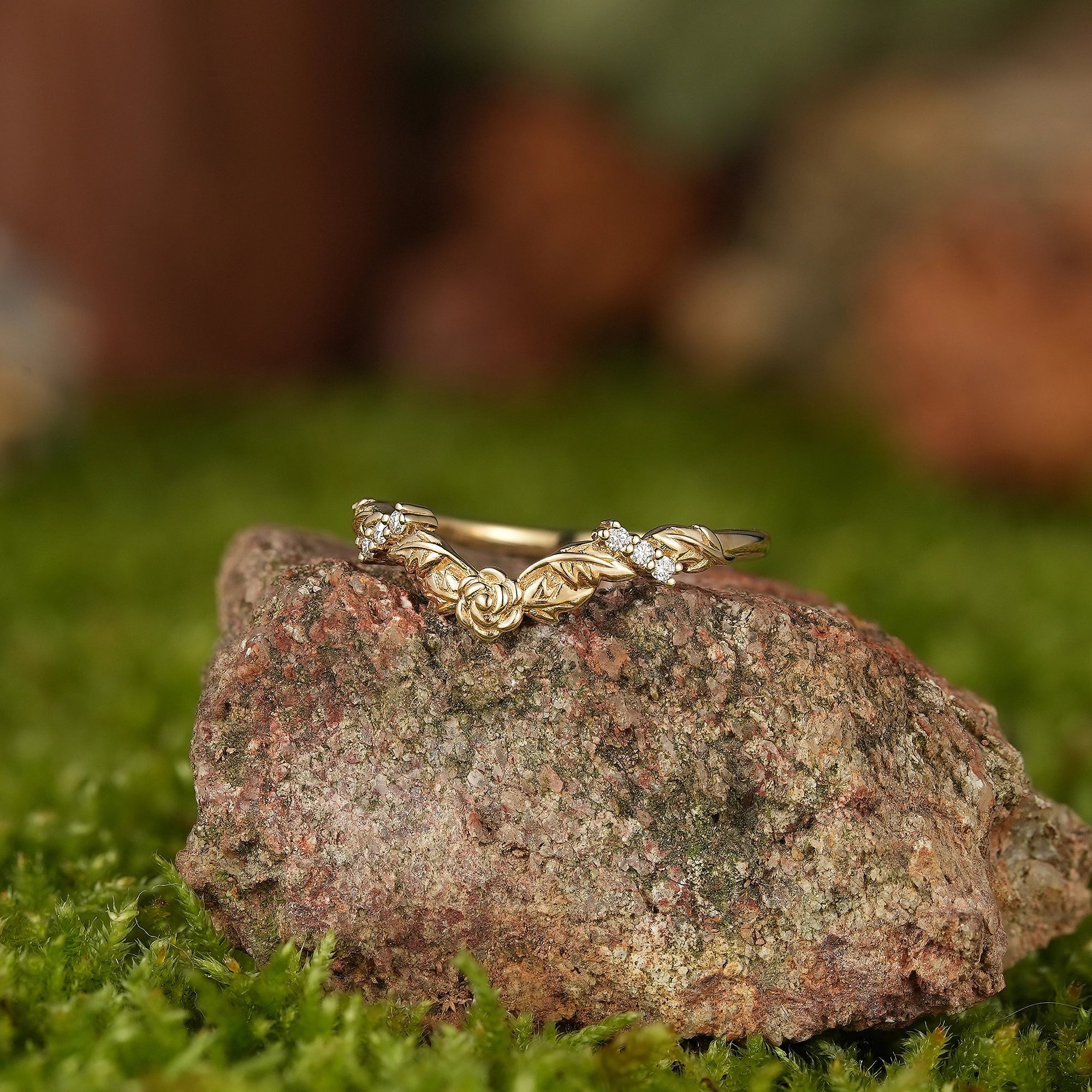 LCCjewelry | Unique Rose Inspired Moissanite Curved Wedding Band For Women - LCCjewelry