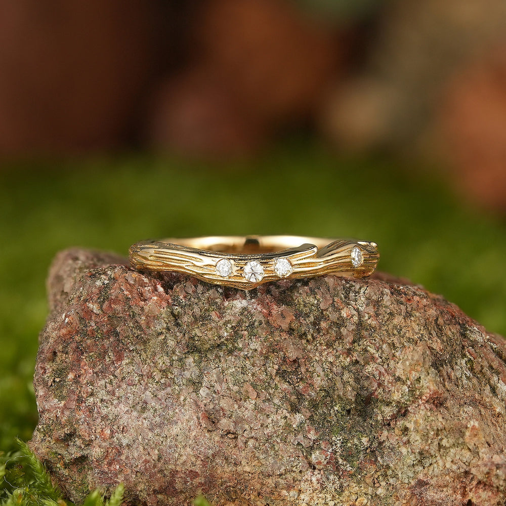 Bark Inspired | Handmade Carving Bark Texture Wedding Band