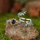 LCCjewelry | One of a Kind Sunflower Design Engagement Ring Set