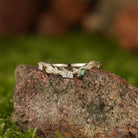 Unique Gold Leaf Curved Wedding Band with Moss Agate - LCCjewelry