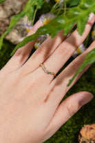 Unique Gold Leaf Curved Wedding Band with Moss Agate - LCCjewelry