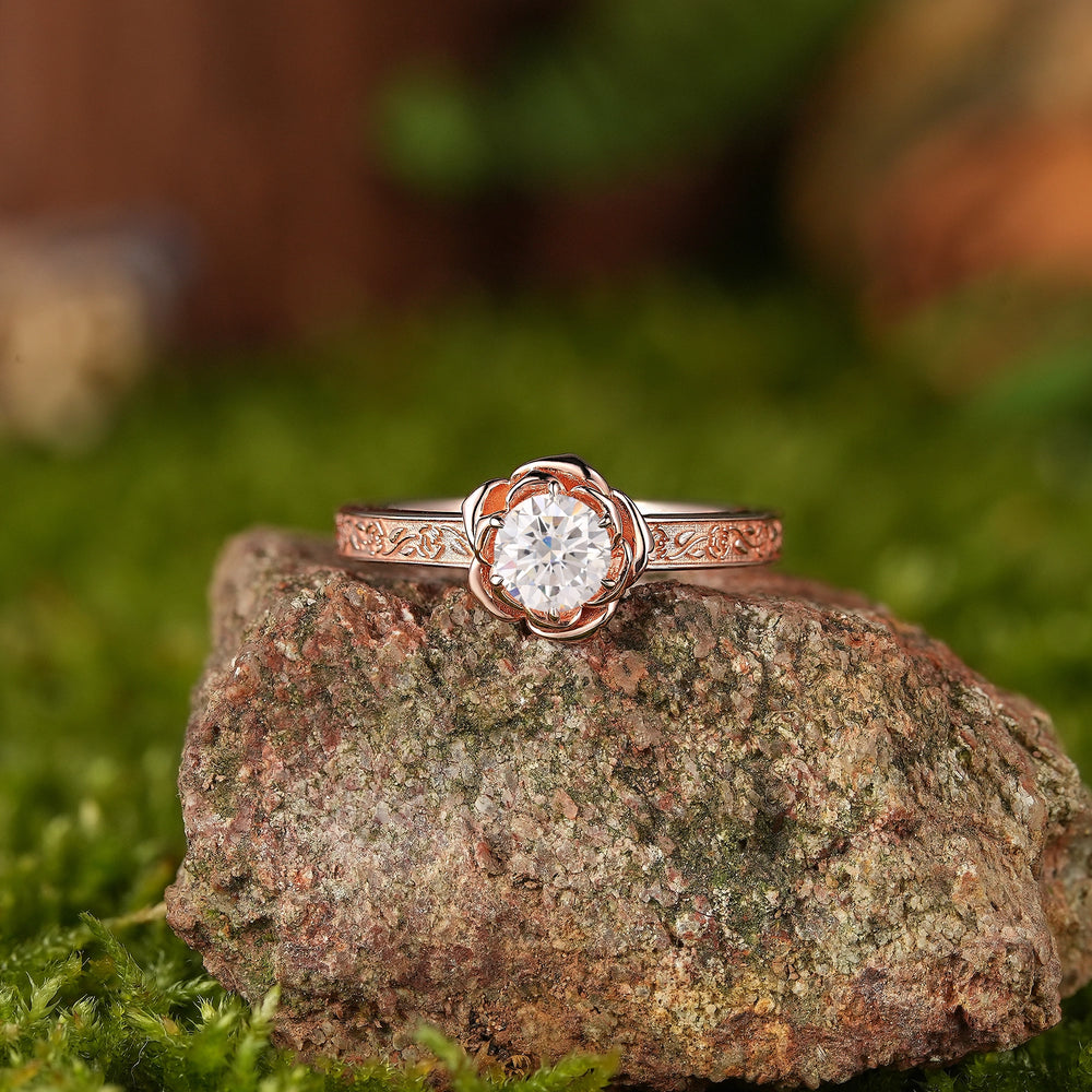 Floral Inspired | Moissanite Engagement Ring Rose Design