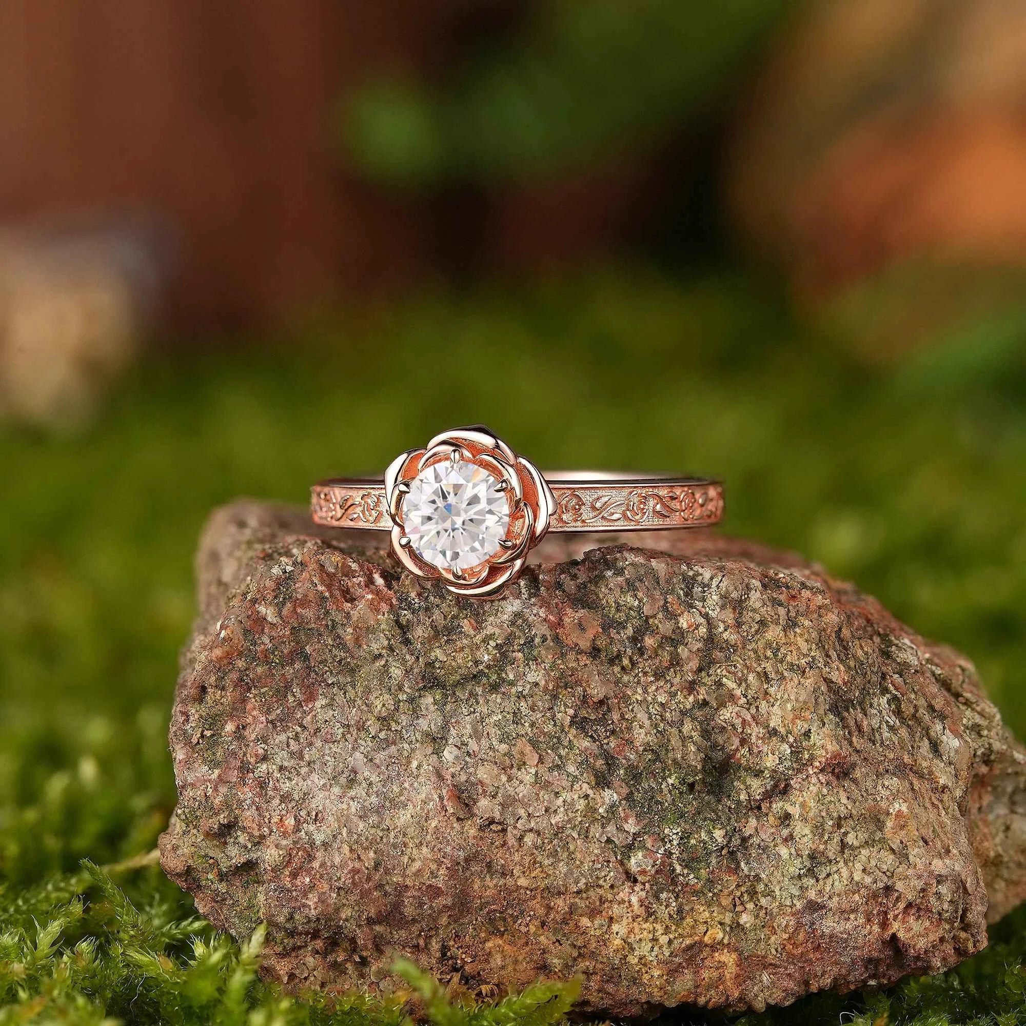 Floral Inspired | Moissanite Engagement Ring Rose Design