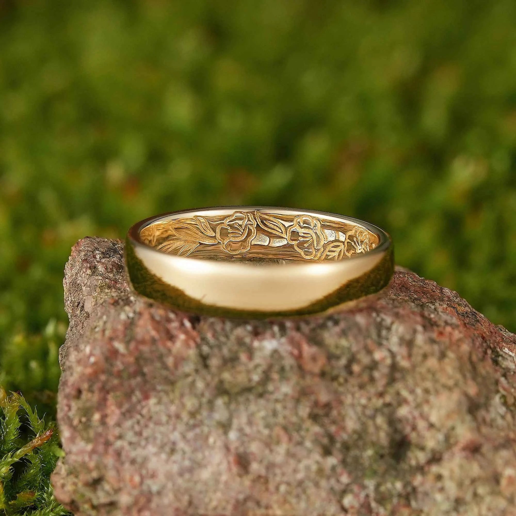 Floral Inspired | Moning Glory Design Gold Wedding Band