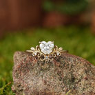 Floral Inspired | Iris Design Heart Cut Moissanite Engagement Ring - LCCjewelry