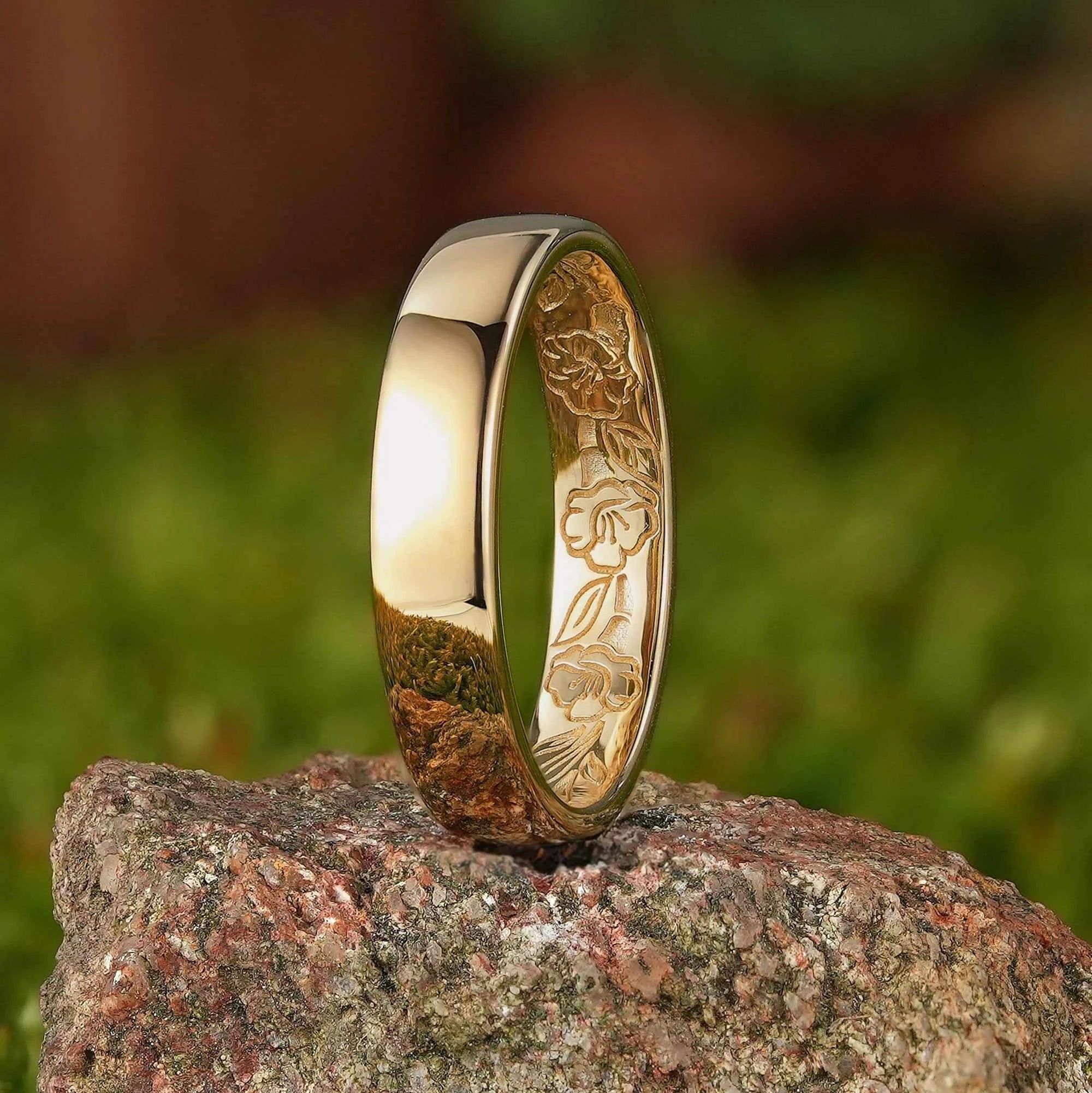 Floral Inspired | Moning Glory Design Gold Wedding Band