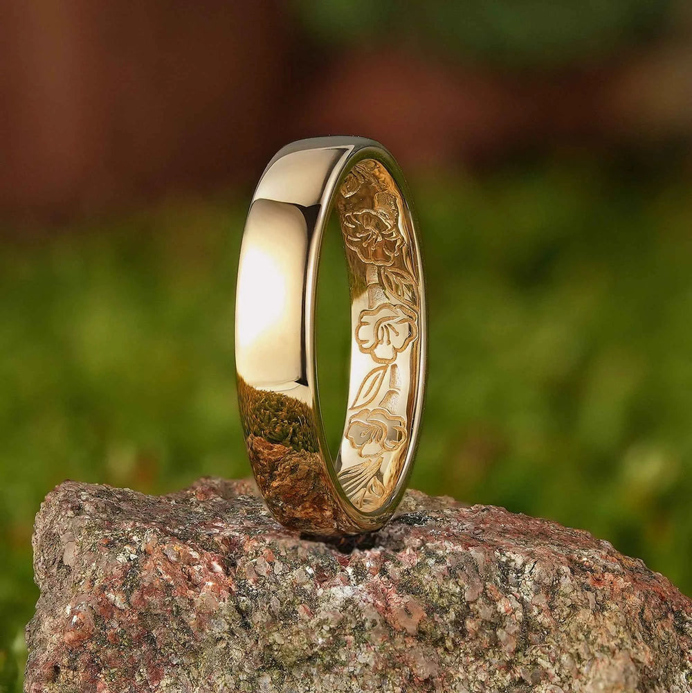Floral Inspired | Moning Glory Design Gold Wedding Band