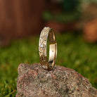 Floral Inspired | Unique Iris Design Moisanite Wedding Band - LCCjewelry