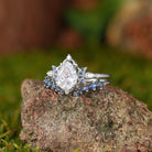 Moon Inspired | 2pcs Moissanite Moon Design Engagement Ring Set - LCCjewelry