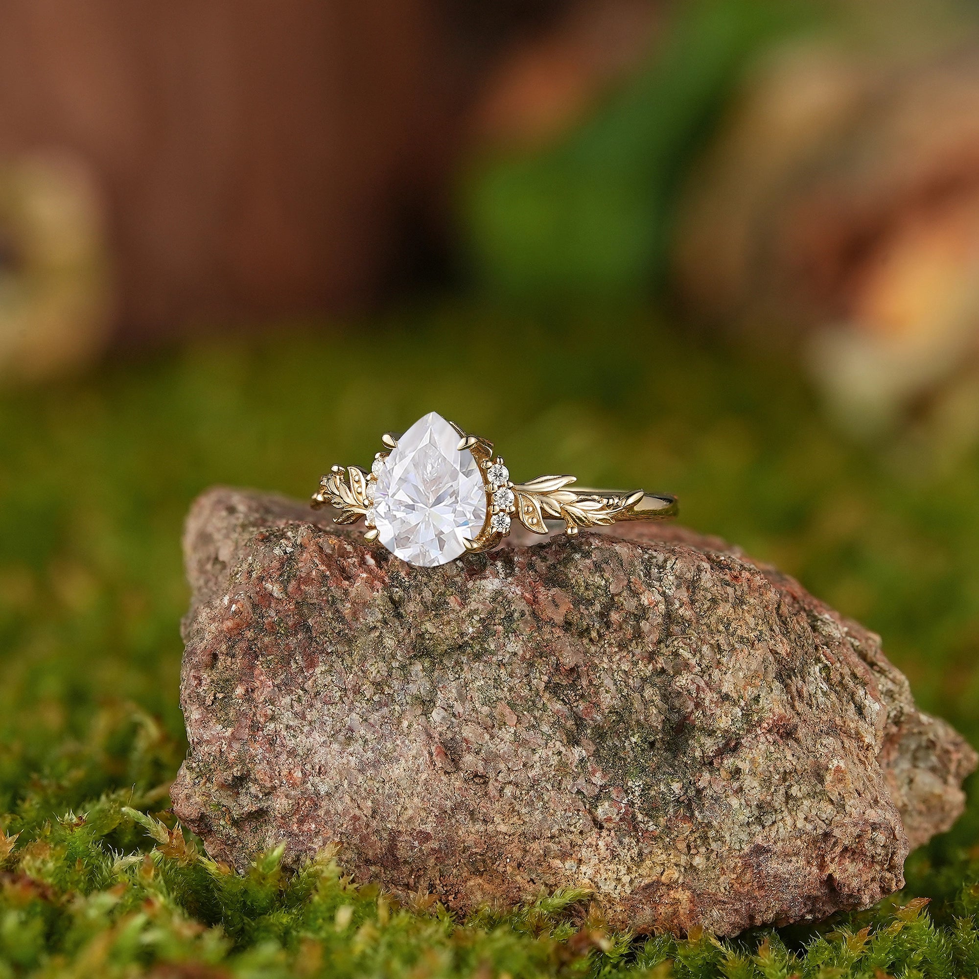 Floral Inspired | Lavender Design Moissanite Engagement Ring - LCCjewelry