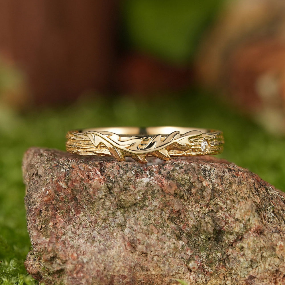 Leaf Inspired | Oak Leaf Design Men's Wedding Band Handmake