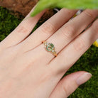 Leaf Inspired | Oak Leaf and Berry Design Moss Agate Engagement Ring