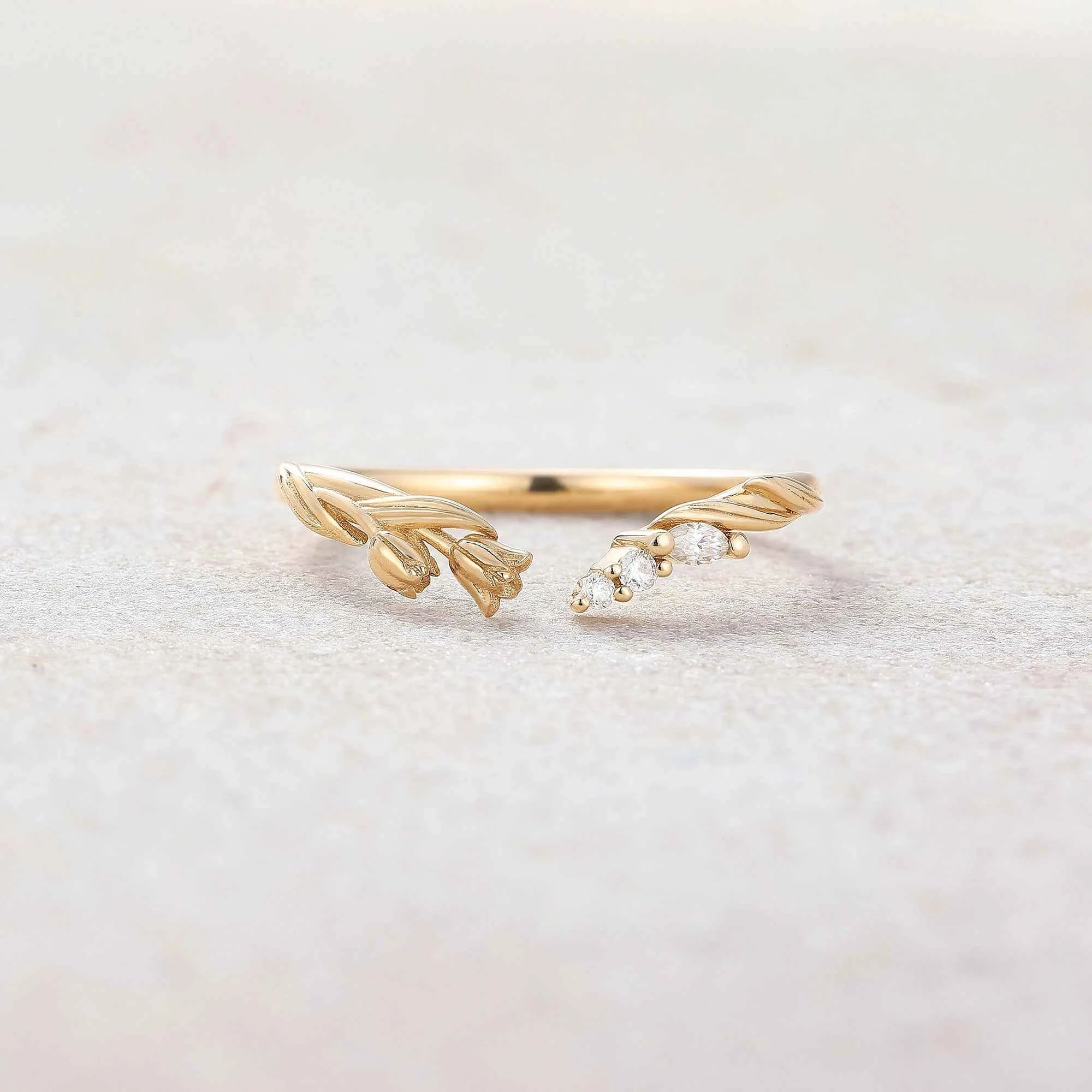 Floral Inspired | Tulip Design Curved Stacking Wedding Band