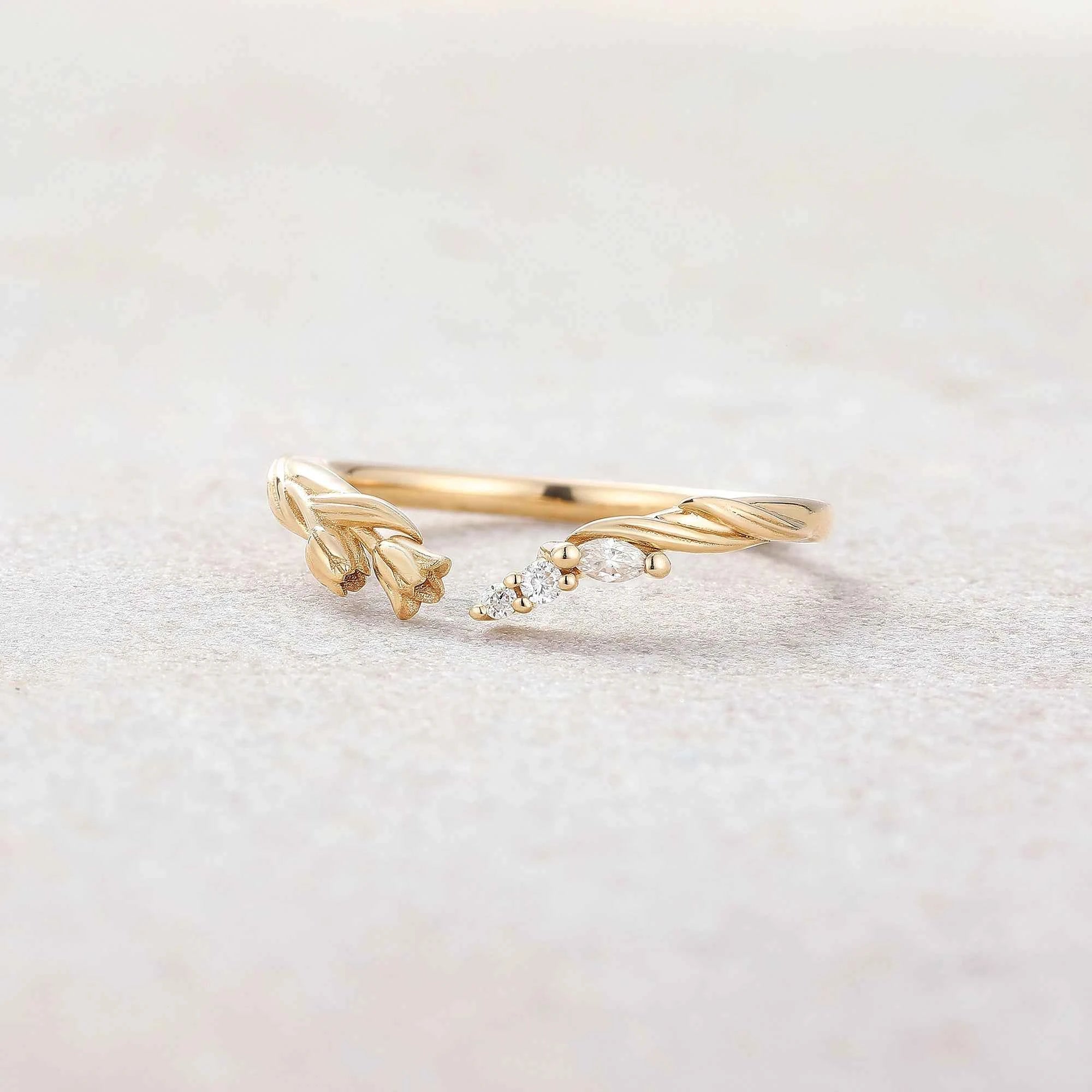Floral Inspired | Tulip Design Curved Stacking Wedding Band