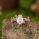 LCCjewelry | Nature Inspired Coffin Cut Moissanite Engagement Ring - LCCjewelry