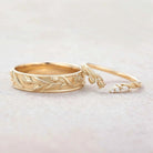 Floral Inspired | 2pc Tulip Flower Design Wedding Ring Set