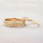 Floral Inspired | 2pc Tulip Flower Design Wedding Ring Set