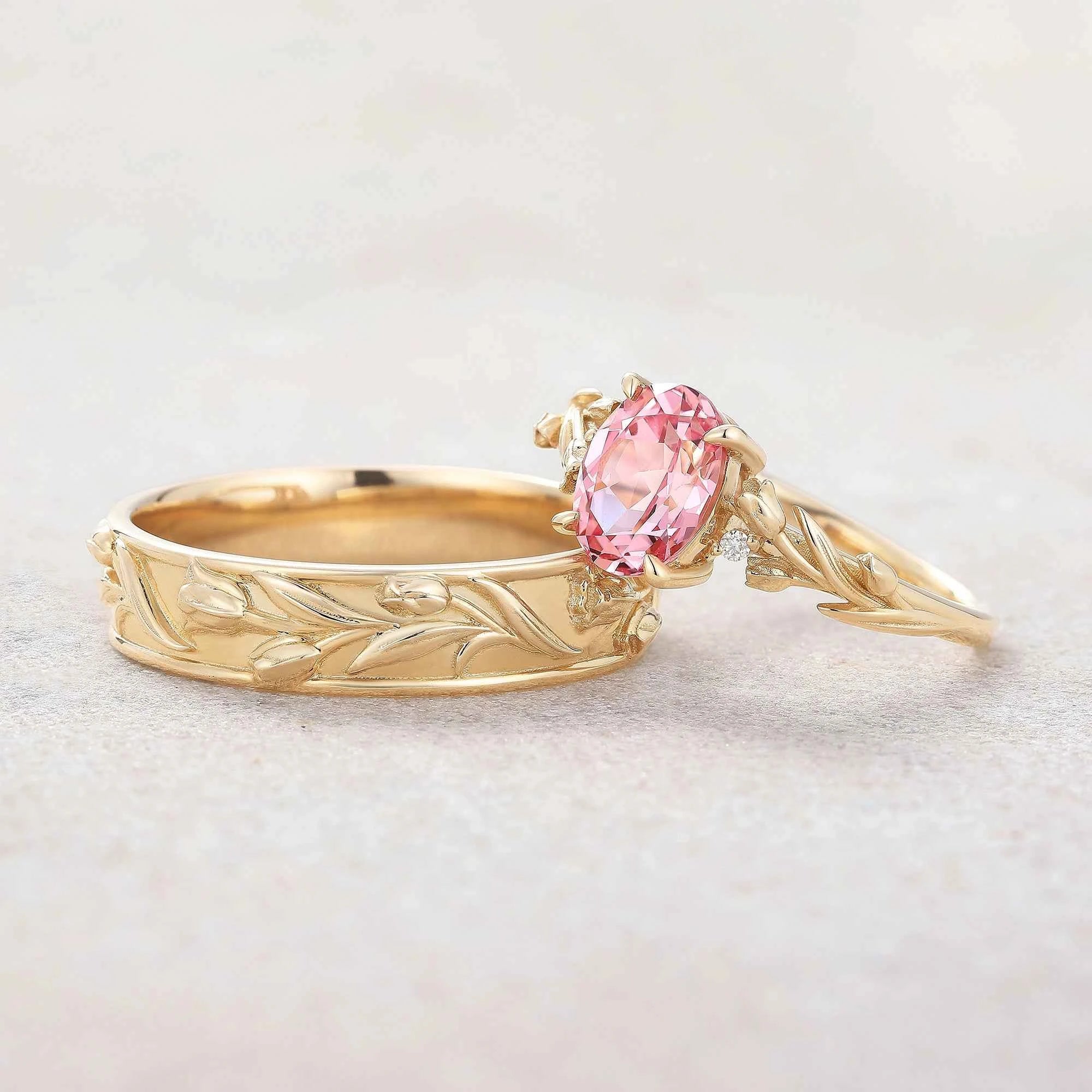 Floral Inspired | Papalacha Tulip Flower Design Couple Ring Set
