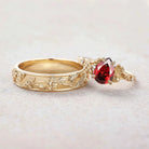 Floral Inspired | 2pcs Poppy Design Ruby Couple Rings Set