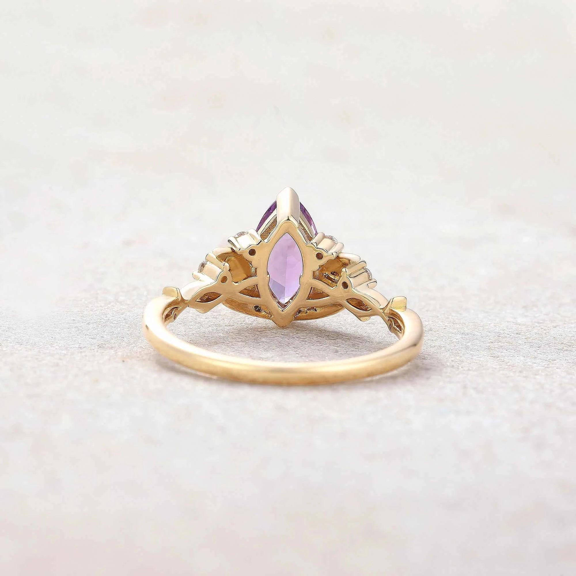 Floral Inspired | Water Lily Design Amethyst Engagement Ring