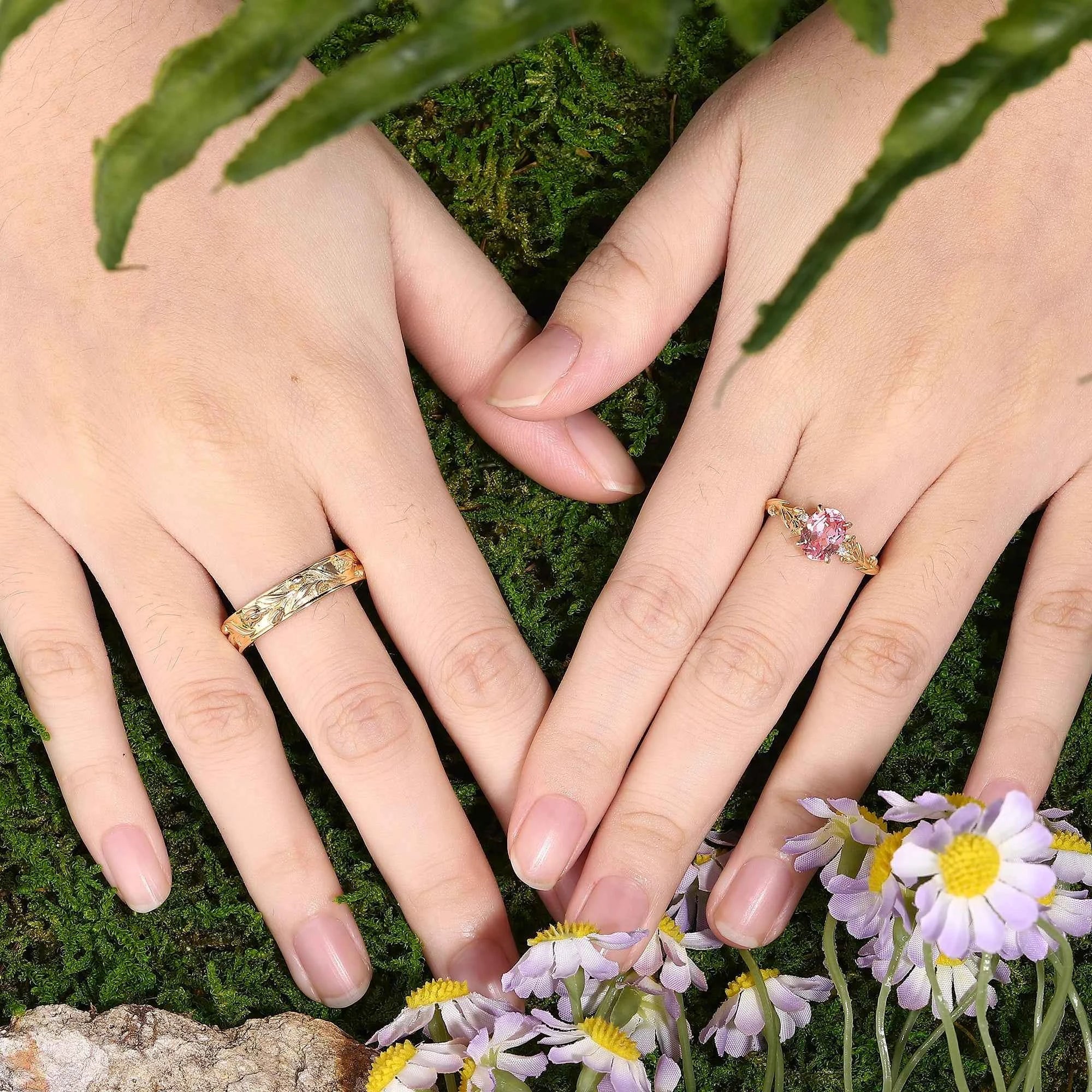 Floral Inspired | Papalacha Tulip Flower Design Couple Ring Set