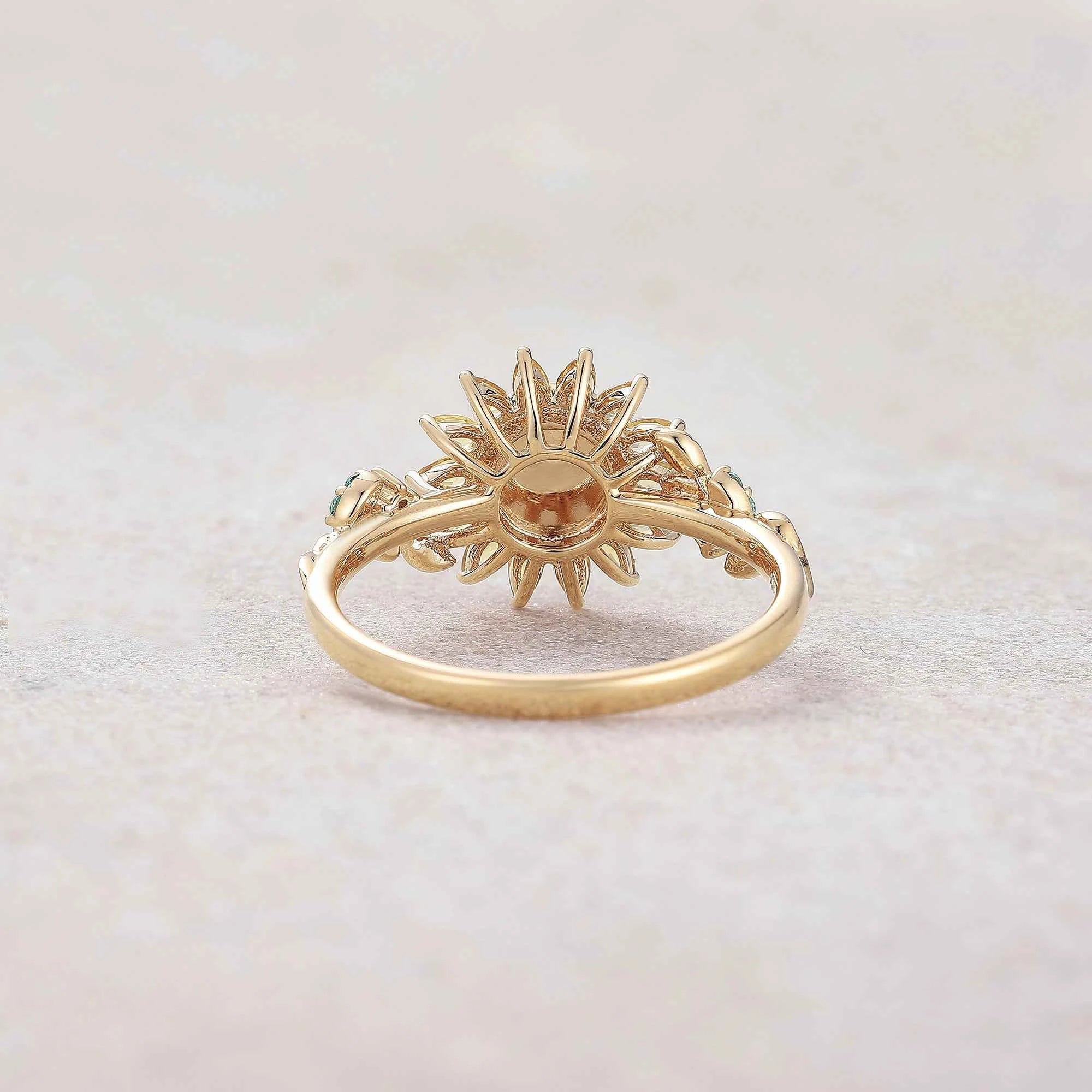 LCCjewelry | Black Opal Sunflower Engagement Ring - 7mm