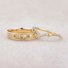 Floral Inspired | 2pc Morning Glory Flower Design Wedding Ring Set