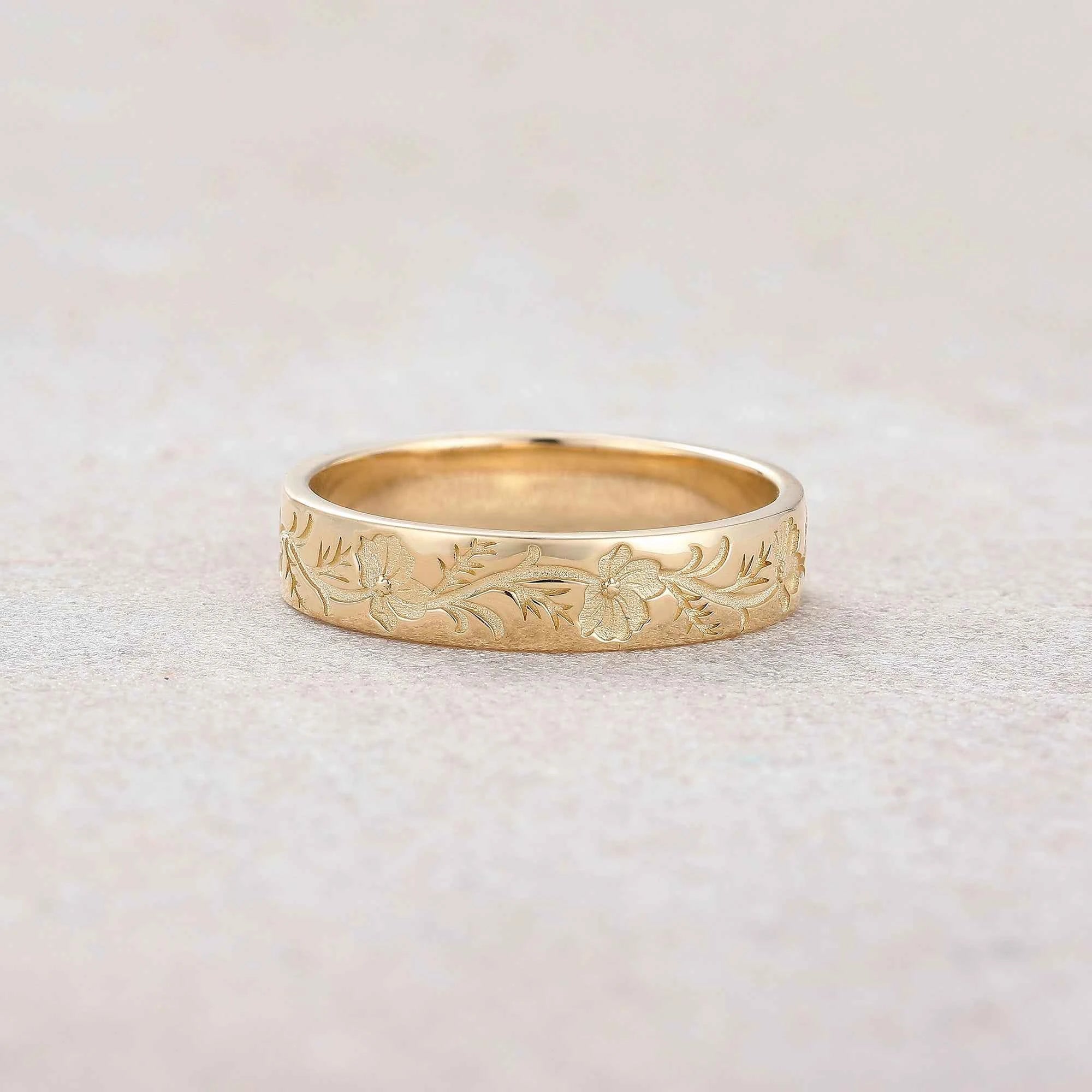 Floral Inspired | Cosmos Design Gold Wedding Band