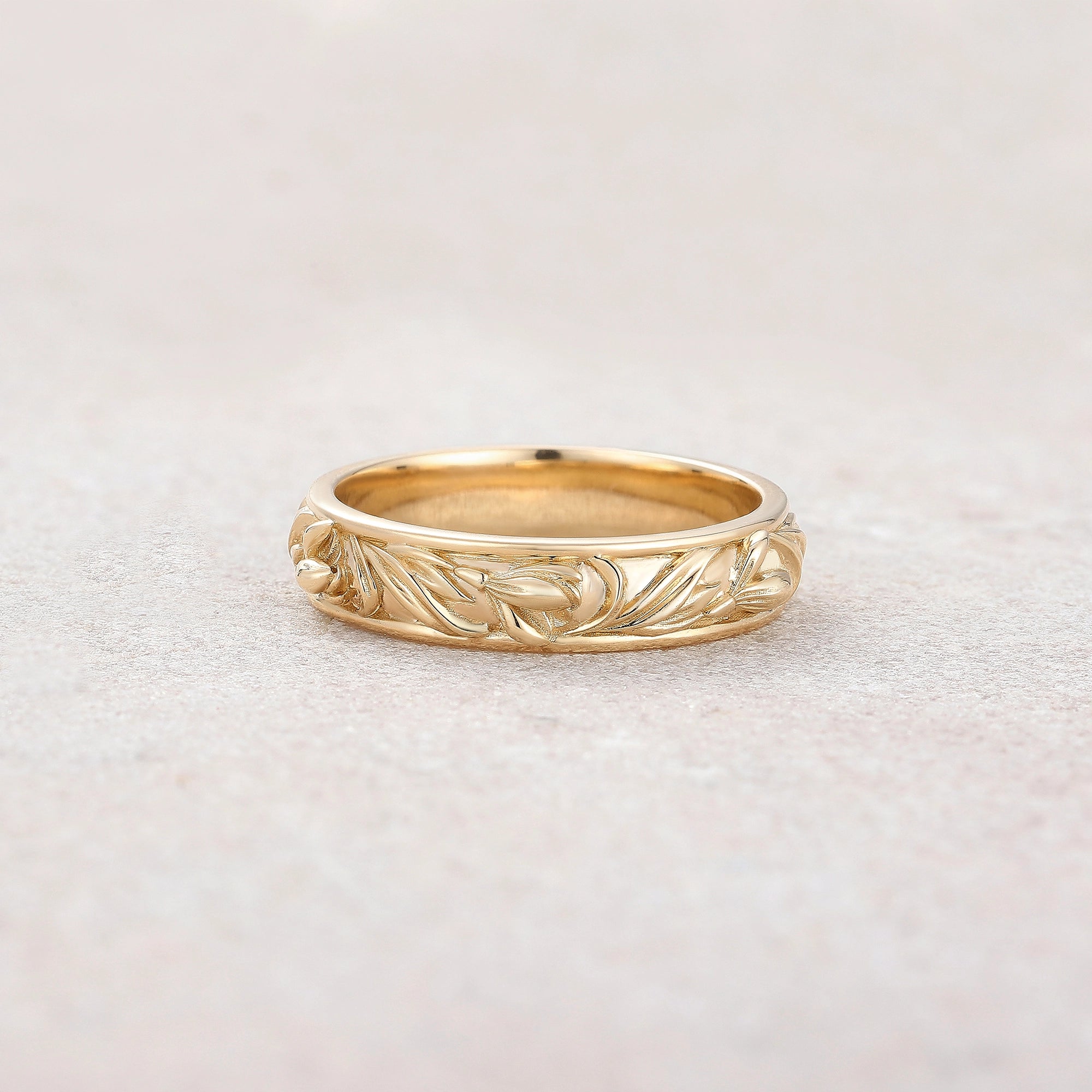 Floral Inspired | Snowdrop Design Gold Wedding Band