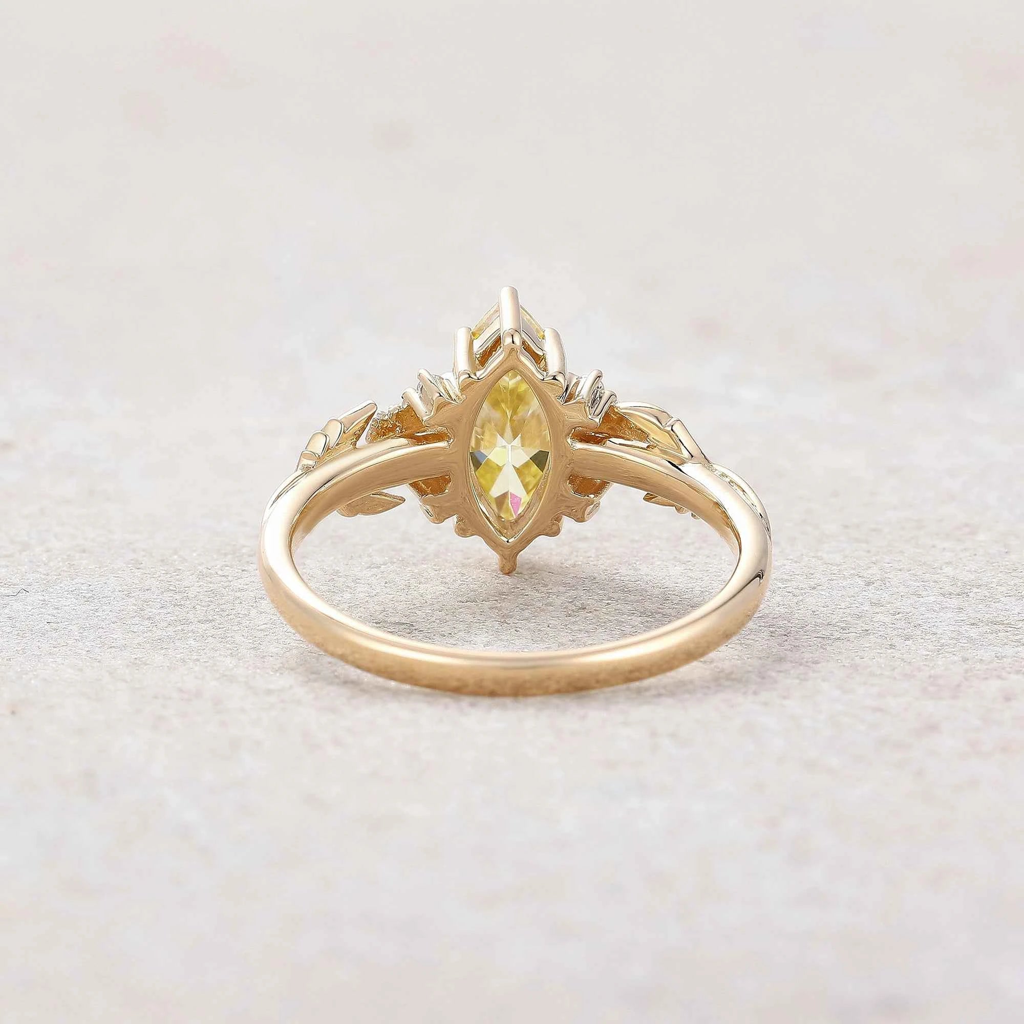 Floral Inspired | Chrysanthemum Design Yellow Moissanite Engagement Ring