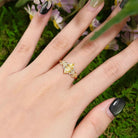 Floral Inspired | Chrysanthemum Design Yellow Moissanite Engagement Ring