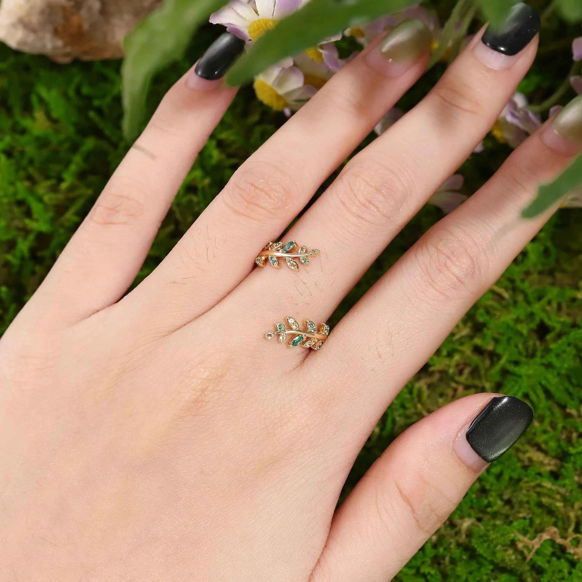 Floral Inspired | Emerald and Citrine Enhancer Wedding Band