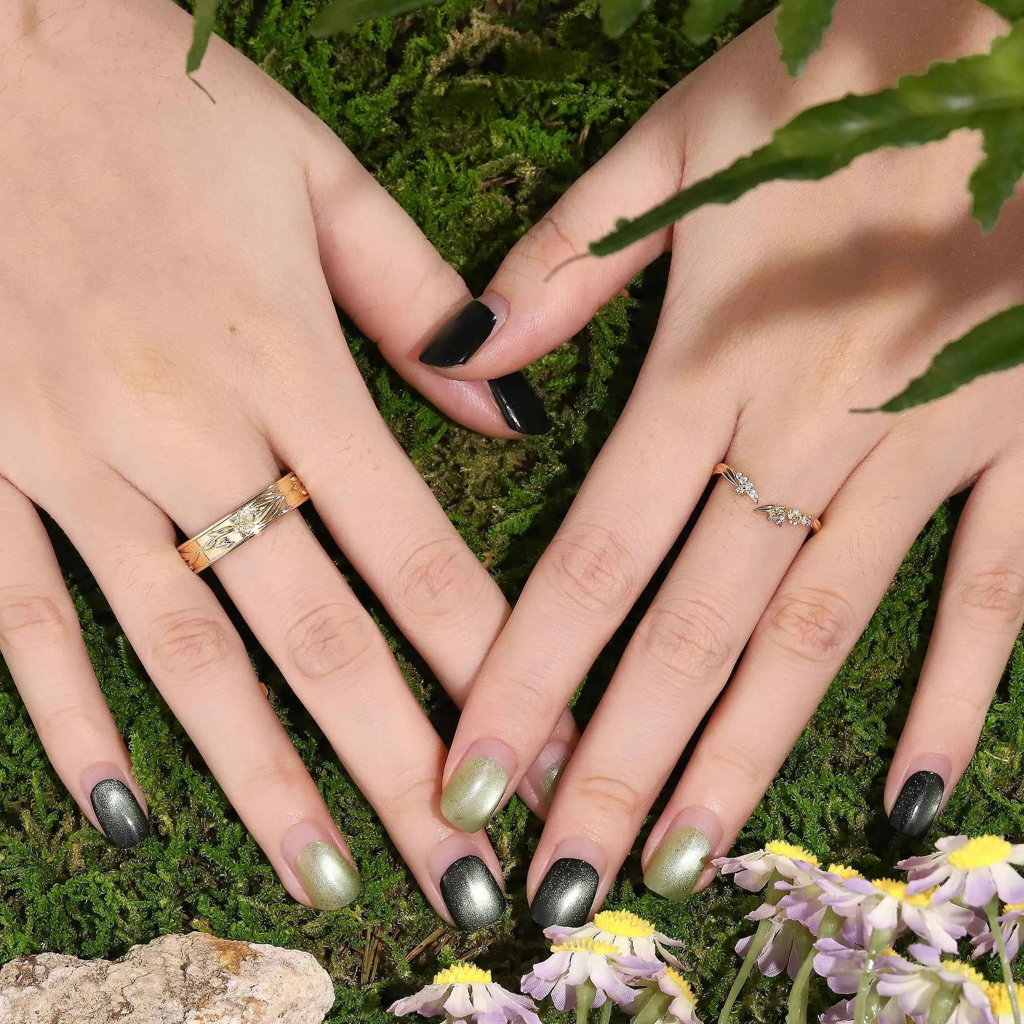 Floral Inspired | 2pc Daffodils Flower Design Wedding Ring Set