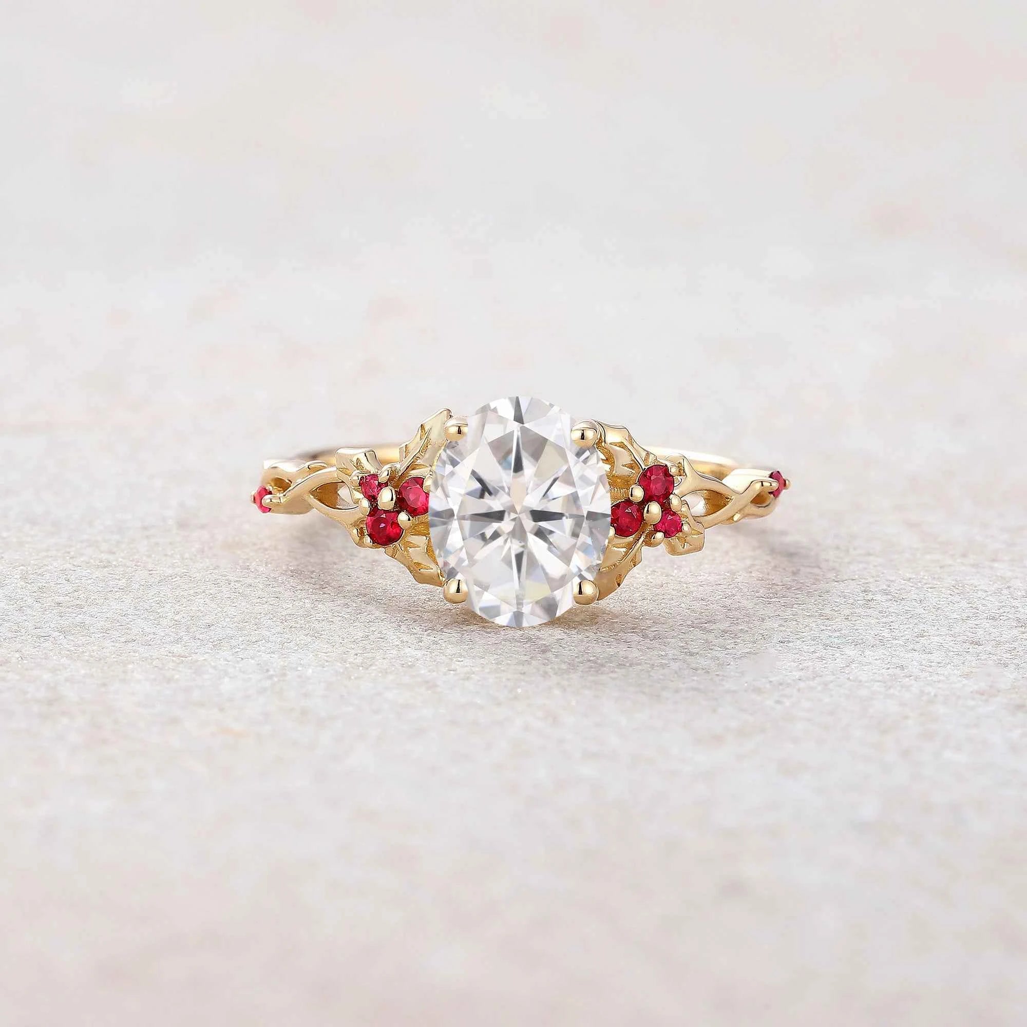 Leaf Inspired | Christmas Holly Leaf Moissanite Engagement Ring