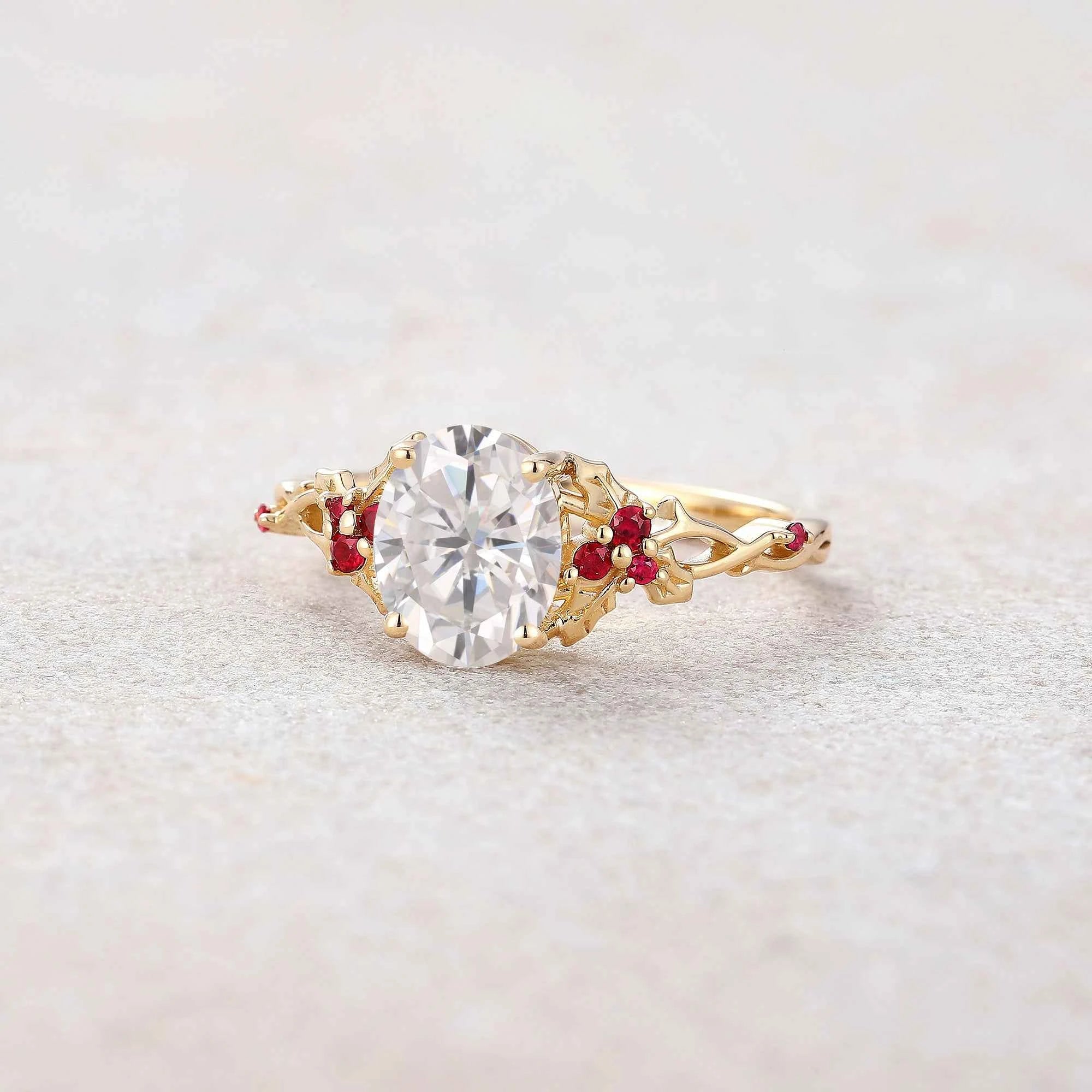 Leaf Inspired | Christmas Holly Leaf Moissanite Engagement Ring