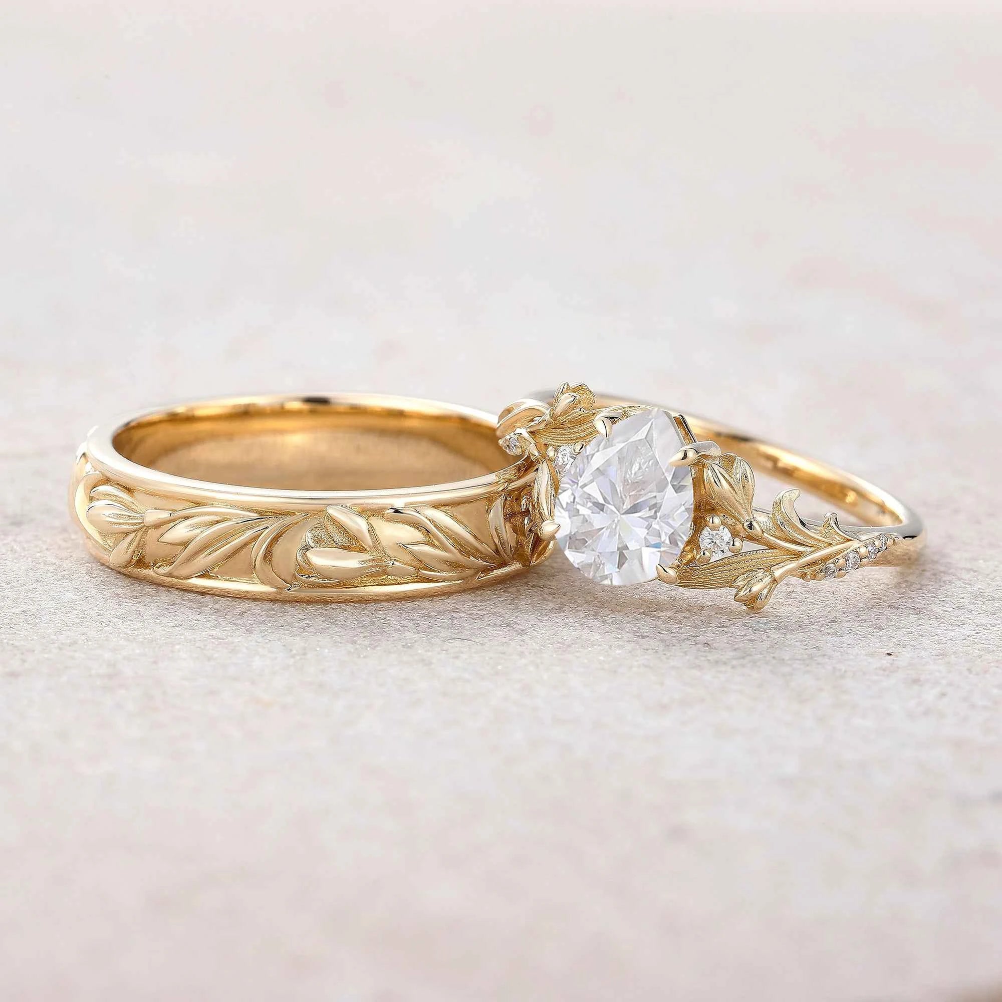 Floral Inspired | 2pcs Snowdrop Design Moissanite Couple Rings
