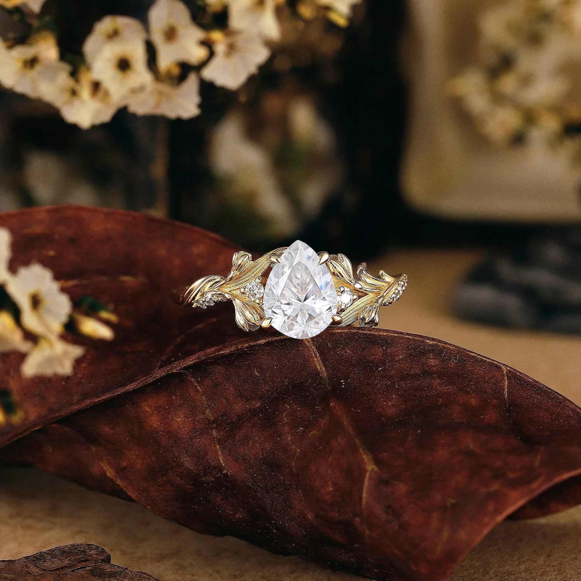 Floral Inspired | Snowdrop Design Moissanite Engagement Ring