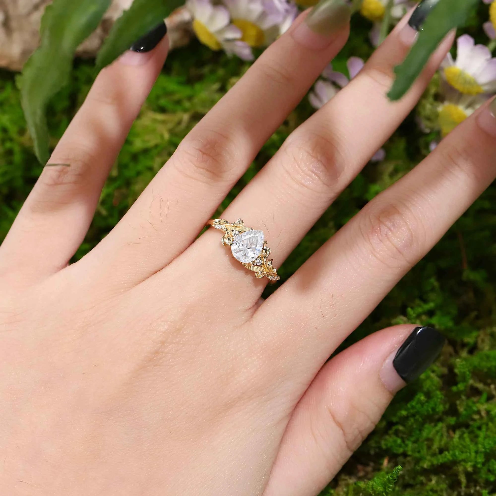 Floral Inspired | Snowdrop Design Moissanite Engagement Ring