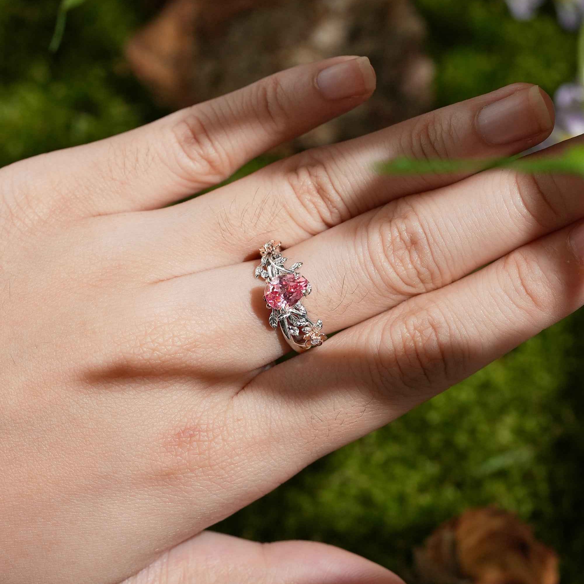 LCCjewelry | One of a kind two tone  papalacha engagement ring set