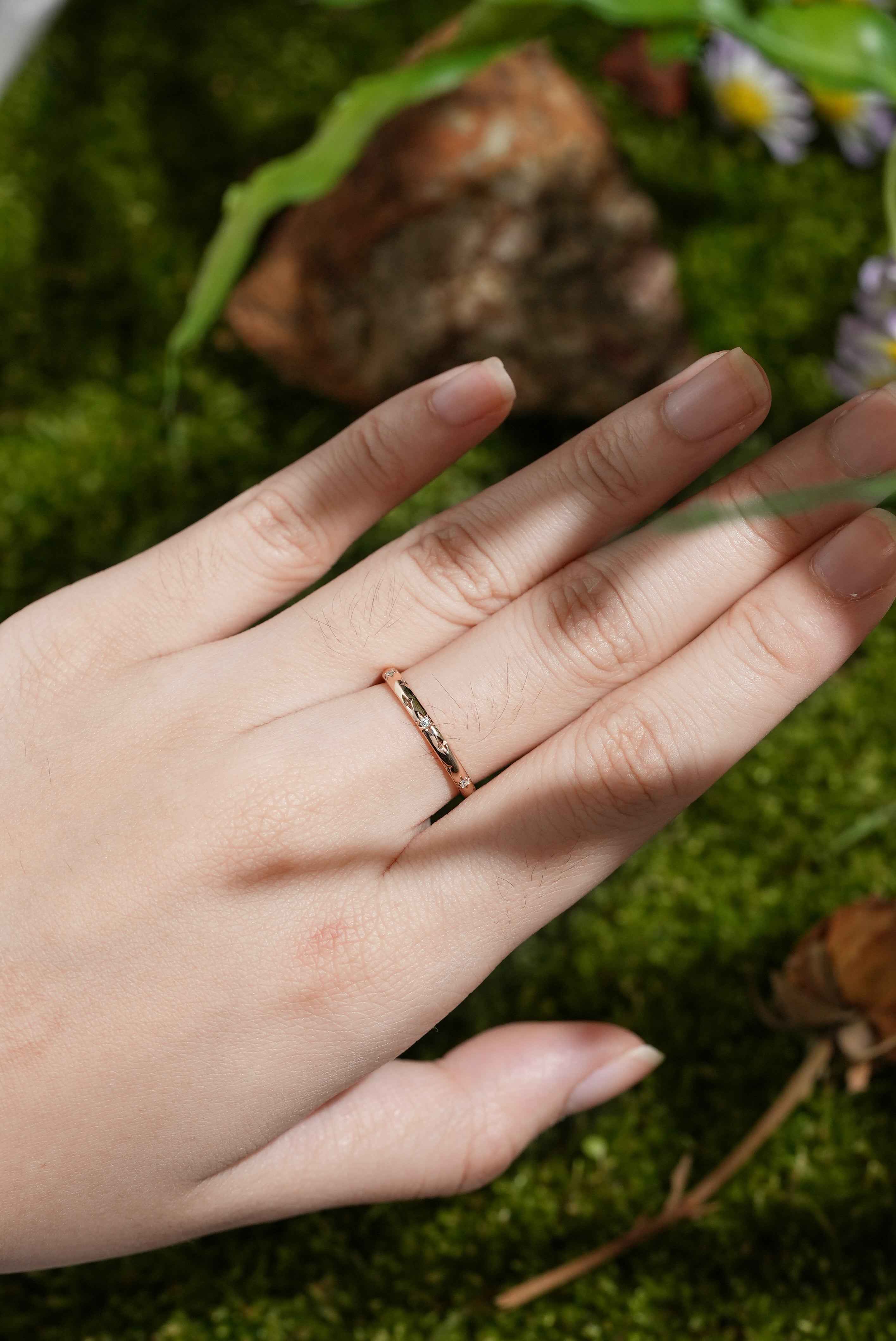 Star Inspired | Unique Star Design Moissanite Wedding Band