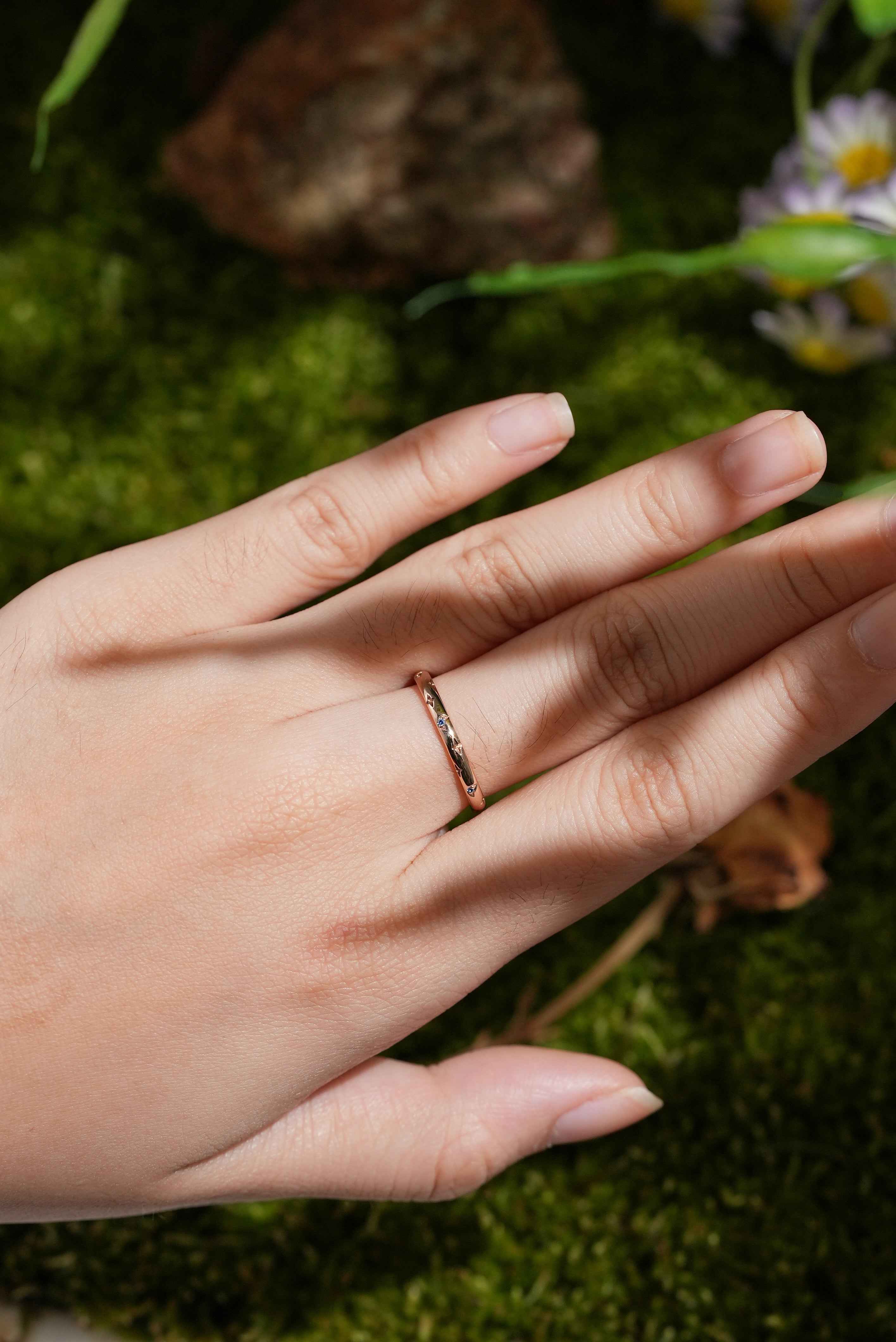 Moon Inspired | Sapphire Eternity Star Wedding Band