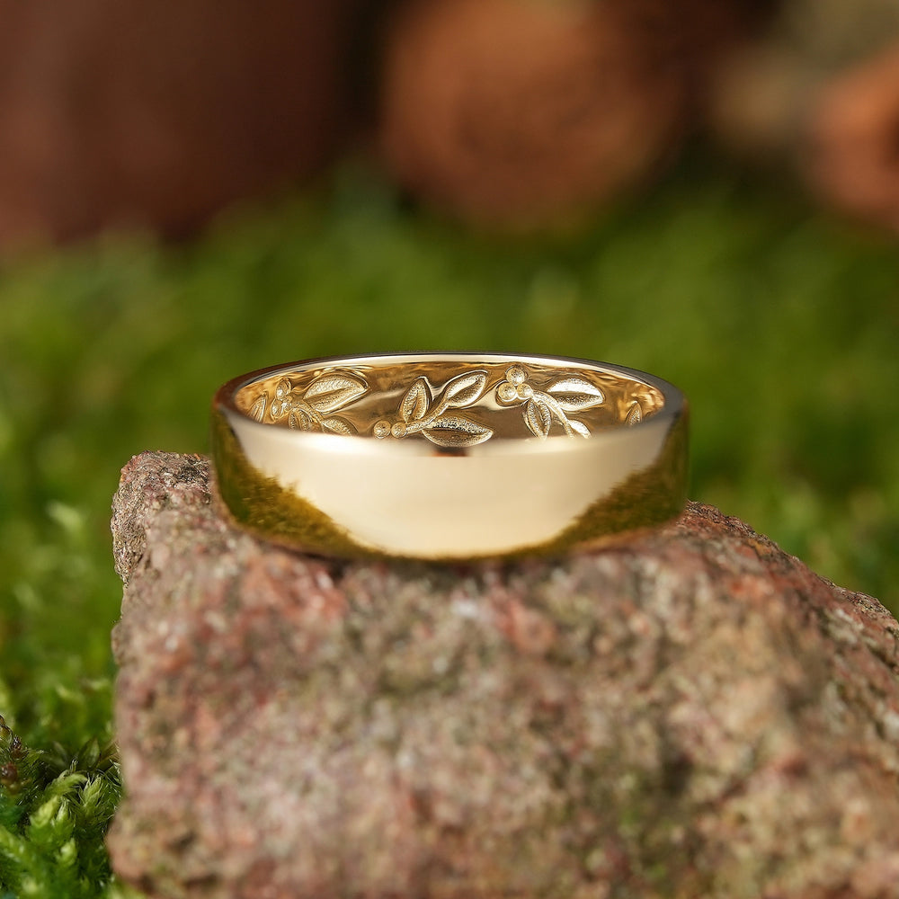 Leaf Inspired | Nature Inspired Olive Leaf Design Men Wedding Band