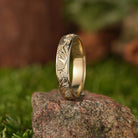 LCCjewelry | Unique Yellow Gold Leaf and Berry Design Wedding Band - LCCjewelry