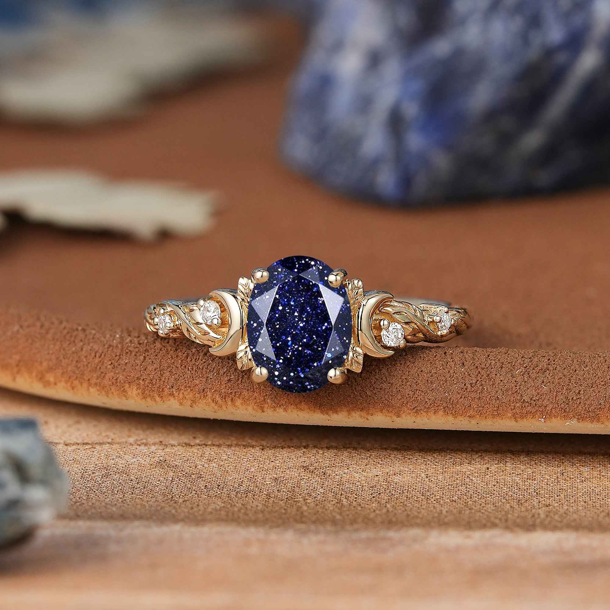 Moon Inspired | Sandstone Leaf & Moon Engagement Ring
