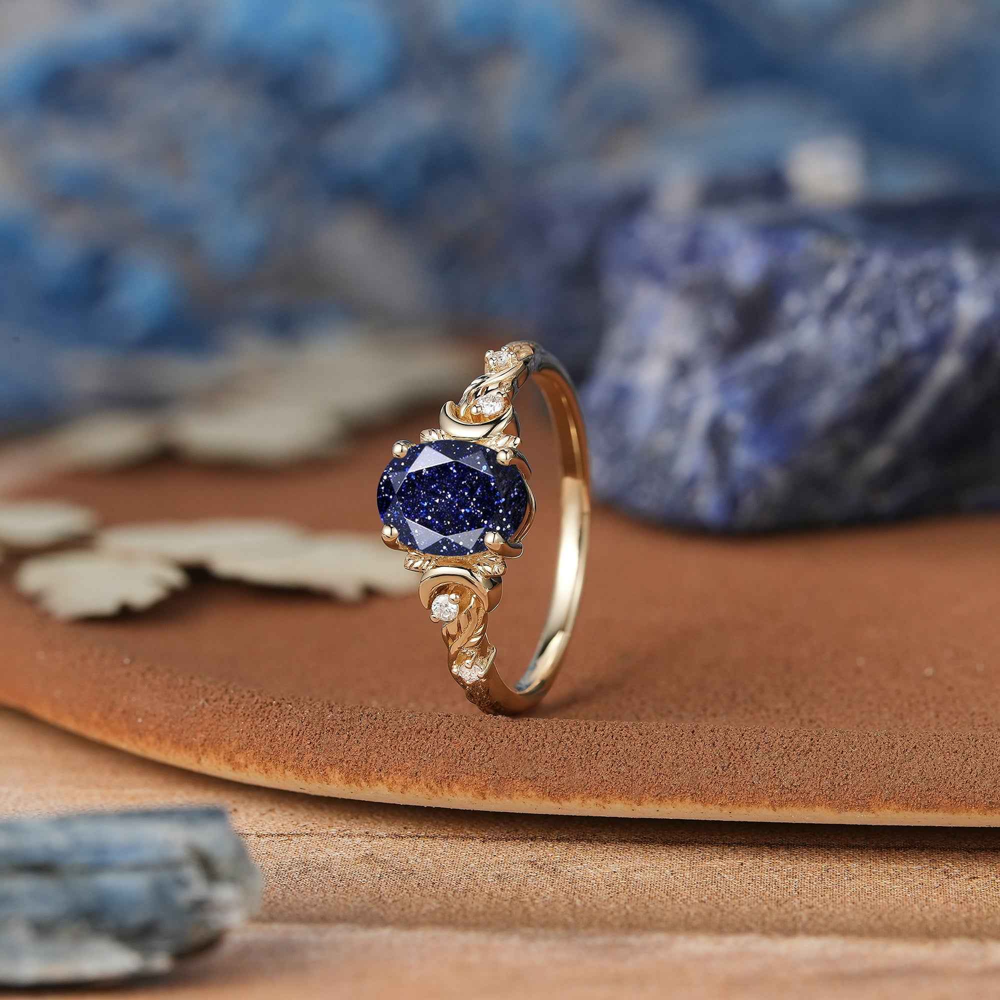 Moon Inspired | Sandstone Leaf & Moon Engagement Ring
