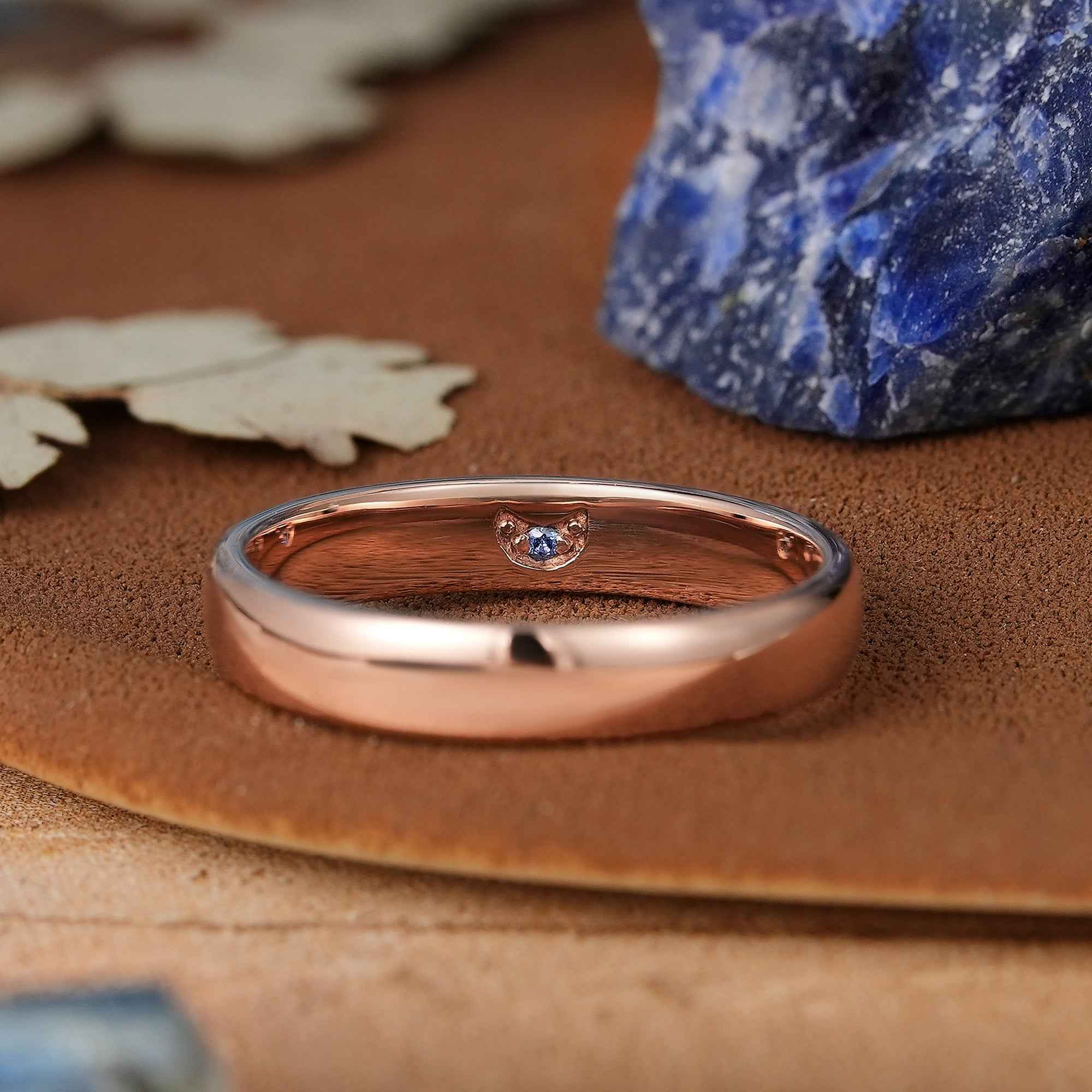Moon Inspired | Unique Moon Design Sapphire Wedding Band