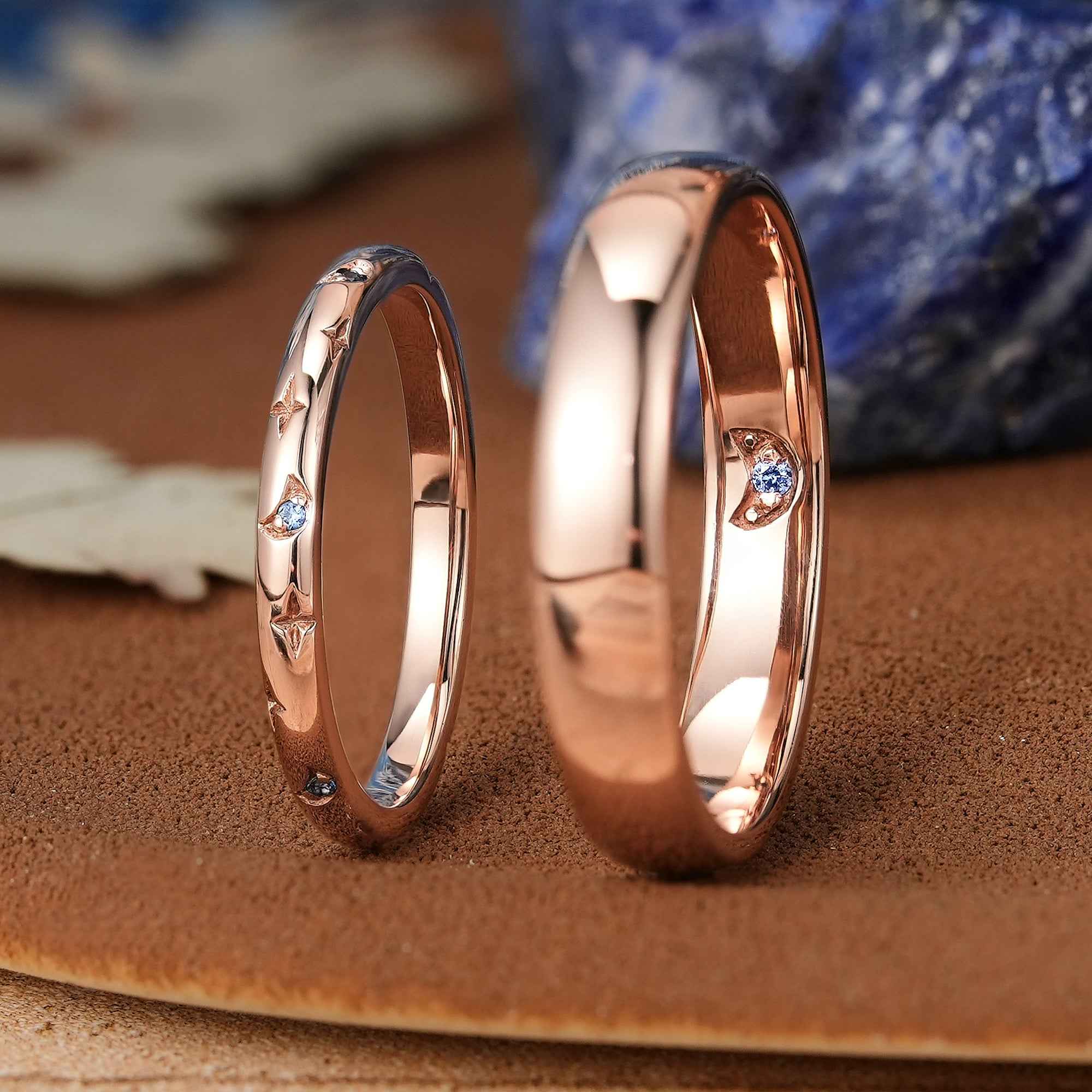 Moon Inspired | Moon Star Couple Rings Set For Men and Women