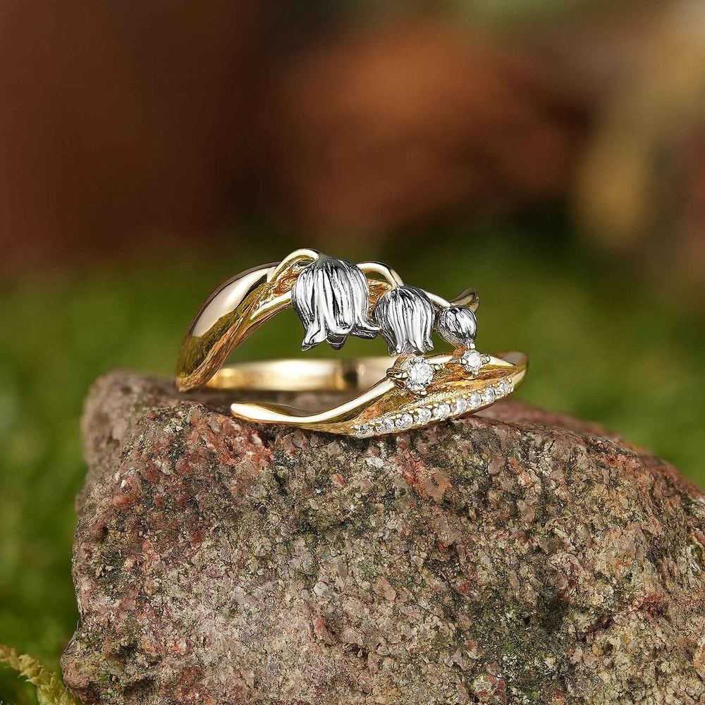 Floral Inspired | Two Tone Lily Of The Valley Bouquet Stem Ring