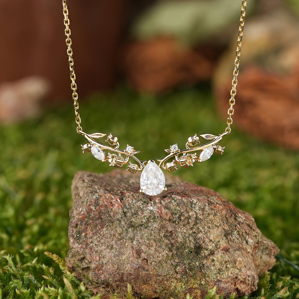 LCCjewelry | Lily of the valley Pendant Women Anniversary Necklace Yellow Gold Necklace For Engagement Ring graduation gifts For Mom - LCCjewelry