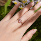 Leaf Inspired | Heart Fireworks Cut Papalacha Leaf Floral Engagement Ring